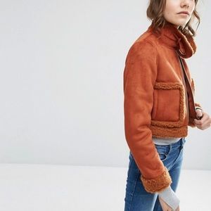 Rare ASOS cropped faux shearling jacket size 6